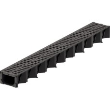 Melns plastm. kanāls ar plast. režģi HexaLine 1m