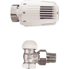 Termostata ventīlis leņķa komplektā ar galvu 1/2"