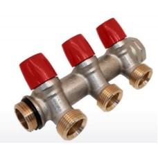 Kolektors ar ventiļiem 3/4"-3-ceļi 3/4"EK Sarkans