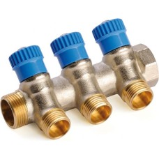 Kolektors ar ventiļiem 3/4" -3-ceļi 1/2" Zils GF