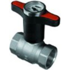 Lodveida krāns 1" i-i ar termometru, sarkans, PN50