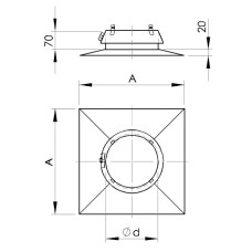 Jumta plāksne ar lietus apkakli EW/250