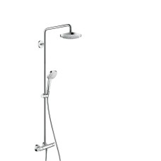 Croma Select E 180 2jet Showerpipe ar augšējo dušu, rokas dušas klausuli un termostatu, balts/hroms